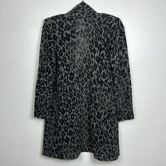 White + Warren Leopard Print Cashmere Open Front Cardigan Sweater Size S - Picture 5 of 10
